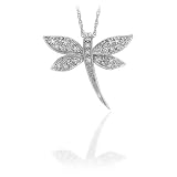 10K White Gold 0.15 ct. Diamond Dragonfly Pendant with Chain