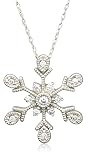 14k White Gold Diamond Snowflake Pendant (1/6 cttw, H Color, I2 Clarity)