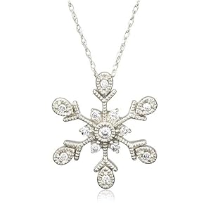 14k White Gold Diamond Snowflake Pendant  