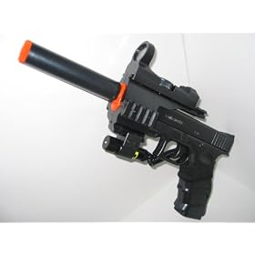 Full Size Airsoft Pistol w  Red-Dot Gun Sight and Laser w  EXTRA Magazines by 