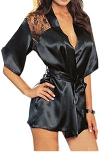 Halloween Costume Satin Kimono Japanese Dress Cosplay Geisha Lingerie 3PCS