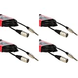 (4) Hosa HSX-020 20 Foot Rean 1/4" TRS To XLR Male Speaker Cables