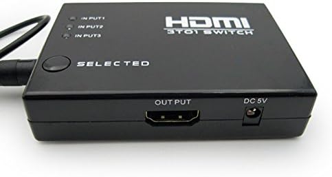 FastFox 3 HDMI Input to 1 HDMI Output Vedio Adapter Converter Cable Cord Line Port Connector Head for PC TV Laptops DVD Players and Other Devices