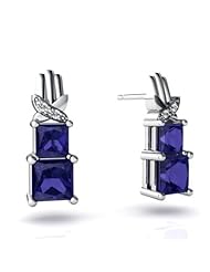 Created Sapphire 14kt White Gold Earrings