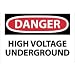 NMC D291PB OSHA Sign, Legend "DANGER - HIGH VOLTAGE UNDERGROUND", 14" Length x 10" Height, Pressure Sensitive Adhesive Vinyl, Black/Red on White