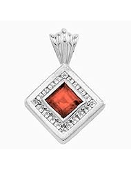 14K White Gold Princess Cut Madeira Citrine and Diamond Pendant -- LIFETIME WARRANTY