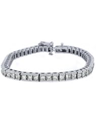 14k White Gold 7.54 Carat Box Shape Princess Diamond Tennis Bracelet