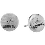 Team Titanium Cleveland Browns Steel Button Logo Earrings