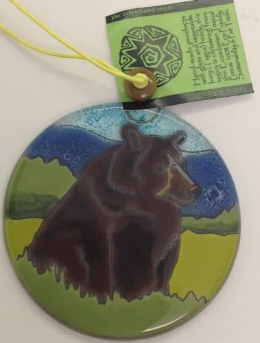 Nice Quality Fused Glass Ornament Sun Catcher 3" Brown Bear