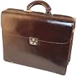 Mancini Burgundy Leather Triple Compartment Briefcase Laptop