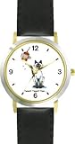 Siamese Cat and Bird Cage - Cat Cartoon or Comic - JP Animal - WATCHBUDDY® DELUXE TWO-TONE THEME WATCH - Arabic Numbers - Black Leather Strap-Size-Large ( Men's Size or Jumbo Women's Size ) Siamese Cat and Bird Cage - Cat Cartoon or Comic - JP Animal - WATCHBUDDY® DELUXE TWO-TONE THEME WATCH - Arabic Numbers - Black Leather Strap-Size-Large ( Men's Size or Jumbo Women's Size )