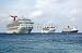 Wallmonkeys Peel and Stick Wall Decals - Three Cruise Ships Anchored at Exotic Port of Call - Removable Graphic
