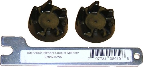2 x KitchenAid Blender schwarzem Gummi Kupplung Getriebe 9704230 + 1 x Spindel Spanner-Tool zum Entfernen