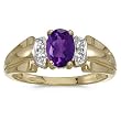 10K Yellow/White Gold 0.01 ct. Diamond and 7 x 5 MM Oval Shaped Amethyst Ring