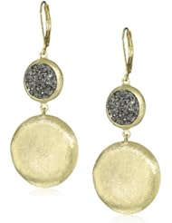 Marcia Moran "Illume" Titanium Druzy and Gold-Plated Round Shape Dangling Earrings