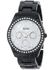 XOXO Womens XO115 Black Enamel and Rhinestone Accent Bracelet Watch