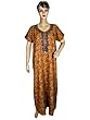 Womens Caftan Olive Green Paisley Floral Printed Embroidered Cotton Kaftan Long Dress Medium