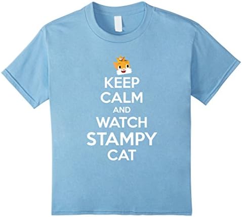 Kids Stampy Cat Youtuber Keep Calm Short Sleeve T-Shirt for Kids 8 Baby Blue