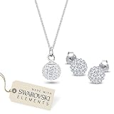 Schmuckset Halskette und Ohrringe 925er Silber + Swarovski Elements