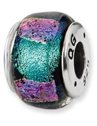 Blue and Purple Dichroic Handmade Glass Charm for 3mm Charm Bracelets
