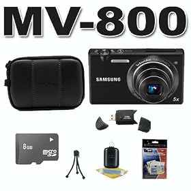 Samsung MV800 16.1 MP 3.0 MultiView (Black) Compact Digital Camera 8GB Card Tripod CaseKit