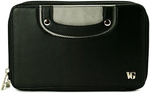 Black with Handles Zipper Protective Slim and Durable Professional Faux Leather Executive Portfolio Cover Carrying Case with Memory Card Slots For Amazon Kindle Fire Full Color 7" Multi-touch Display, Wi-Fi (Newest Tablet) + Includes a Crystal Clear High Quality HD Noise Filter Ear buds Earphones Headphones ( 3.5mm Jack )