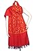 Full Ari Work on Soft Woolen Shawl or Wrap from India - Red with intricate Ari work design