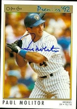 Paul Molitor Autographed/Hand Signed MLB Baseball Card (Milwaukee Brewers) 1992 O-Pee-Chee #141
