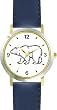 Polar Bear Animal - WATCHBUDDY&reg; DELUXE TWO-TONE THEME WATCH - Arabic Numbers - Blue Leather Strap-Size-Large ( Men's Size or Jumbo Women's Size )