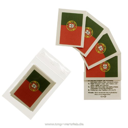 Portugal Tattoo Fahne 5er Fan Set – EM Fanartikel 2016 – Portugal Flag