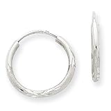 14k White Gold 1.5mm Diamond-cut Endless Hoop Earrings