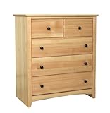 Maco Furniture Shaker Solid Pine 5 Drawer 33" Dresser