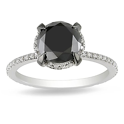 10K White Gold 2 3/4 CT TDW Black and White Diamond Fashion Ring (G-H, I2-I3)