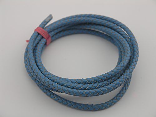 2 Yards 5.0mm Sky Blue Color Soft Braided Bolo Real Leather Cord