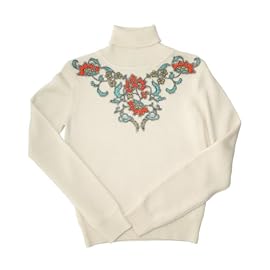 【Fresco&Sereno】カシミア・ウール刺繍タートルセーター averlaアヴィルラ