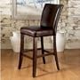 30" Seat Height Distressed Aged Mahogany Bar Stool with Top Grain Leather
