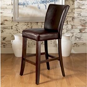 Click here to buy 30 Seat Height Distressed Aged Mahogany Bar Stool with Top Grain Leather by AtHomeMart.