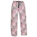 Pink Flannel Patchwork Madras Check Fun Print Novelty tie cord flannel cotton pants for lounging, sleep, sports. Unisex relaxed fit,