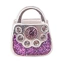 LovingtheBead &copy; 'lPurple Gem-Set Handbag' Sterling Silver Plated Slide-on & Slide-Off Bead Charm