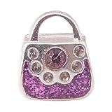LovingtheBead © 'lPurple Gem-Set Handbag' Sterling Silver Plated Slide-on & Slide-Off Bead Charm