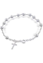 Bling Jewelry 925 Sterling Silver Rosary Beads Cross Bracelet