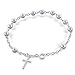 Bling Jewelry 925 Sterling Silver Rosary Beads Cross Bracelet