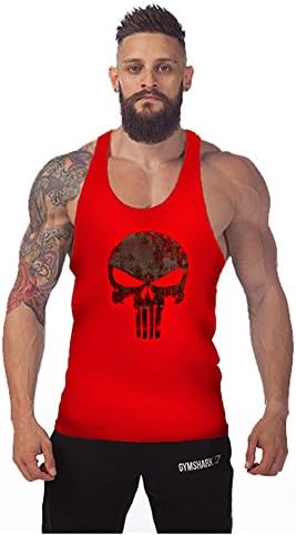 Men's Summer Retro Skeleton Brawn Tough Guy Sleeveless Loose Cotton Vest Tank Top