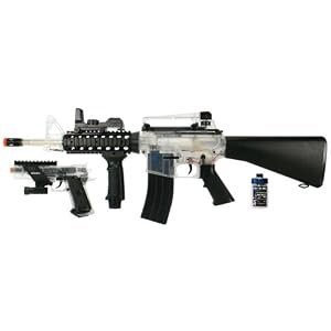 SoftAir M4 AEG Electric Powered Rifle/Spring Powered Pistol Airsoft Field Duty Kit