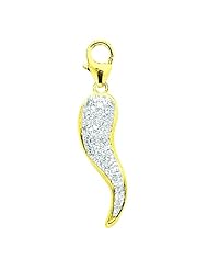 14K Yellow Gold Diamond Italian Horn Charm