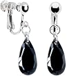 Handcrafted Black Cubic Zirconia Mini Teardrop Clip Earrings