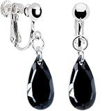 Handcrafted Black Cubic Zirconia Mini Teardrop Clip Earrings