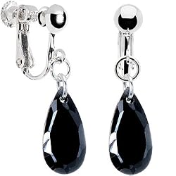 Handcrafted Black Cubic Zirconia Mini Teardrop Clip Earrings