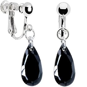 Handcrafted Black Cubic Zirconia Mini Teardrop Clip Earrings