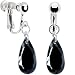 Handcrafted Black Cubic Zirconia Mini Teardrop Clip Earrings